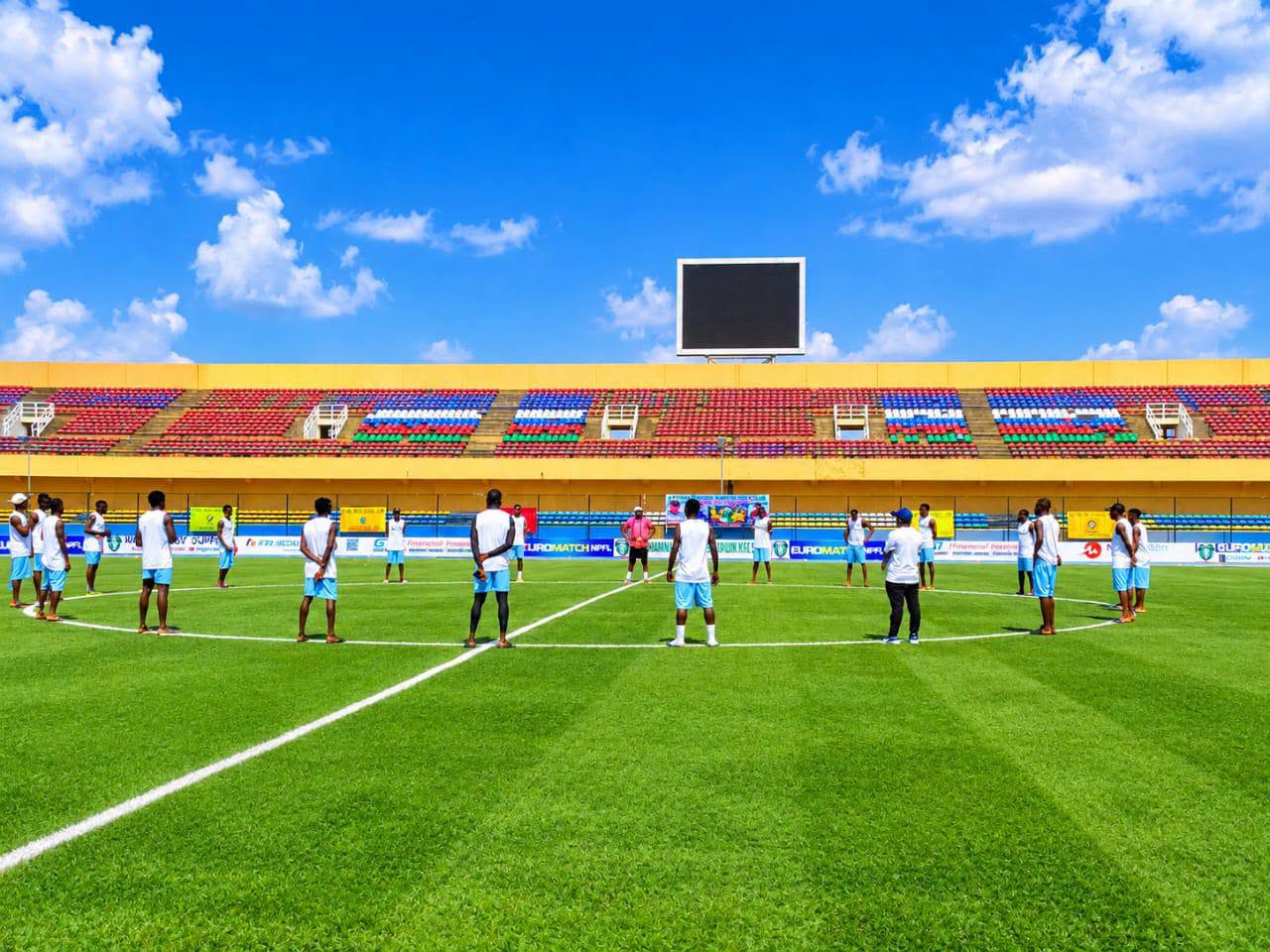 Niger Tornadoes players together in the club's match kit